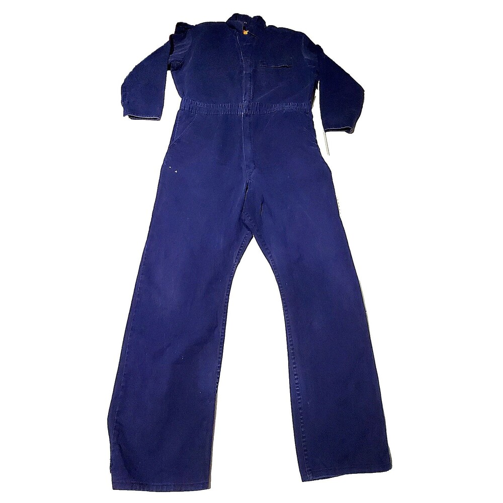 VTG Coveralls Overalls Jumpsuit Military Flame Retardant Blue L Reg Blue Nomex